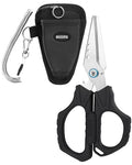 Booms Fishing Braided Line Cutter: 6.3in Multifunction Fishing Scissors with Lanyard and Sheath - Fishing Shears with Serrated Blades and Side Wire Cutter, S04 - style: Scissors with Lanyard & Sheath
