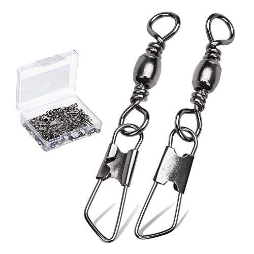 AMYSPORTS Stainless Steel Snap Swivel Saltwater High Strength Snaps Fishing Barrel Line Connector Fishing Swivels Barrel Safety Snap Fishing Tackle Stainless Steel Accessories - size: Size8 (24lb) 50 pcs