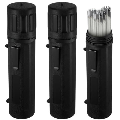 Zonon 2 Pcs Welding Rod Storage Tube 14 Inch Stick Electrode Storage Container Airproof Waterproof Canister (holds 350mm / 13.7in Rods) (Black) - color: Black