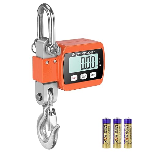 RoMech 1100lb Digital Hanging Scale with Cast Aluminum Case, Handheld 500Kg Mini Crane Scale with Hooks for Farm Hunting Outdoor (Orange, 1100lbs) - color: Orange, size: 1100lbs