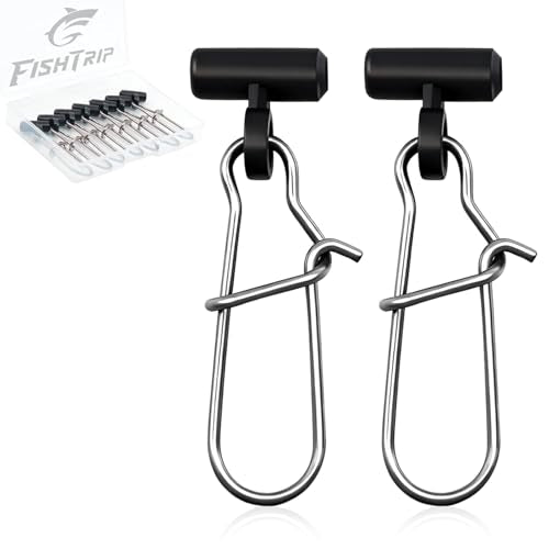 FishTrip Sinker Slides for Fishing Rigs - 25/50/100pcs Duo Lock Snaps for Fishing Line Heavy Duty Weights Sinkers Saltwater Connector Accessories - color: Black Duo-Lock Snap, size: S#_50pcs