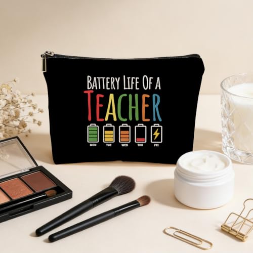 JIUWEIHU Teacher Appreciation Gifts Makeup Bag, Funny Teacher Cosmetic Bags Travel Organizer Bag Zipper Pouch, Sister Birthday Teachers Gifts for Women Sister Mom Friend Colleague - color: Multicolor 0055