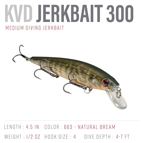 Strike King KVD Jerkbait 3 Hook - color: Natural Bream, size: 4.75 inch (Pack of 1)
