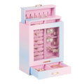Homde Jewelry Organizer Girls Women Jewelry Box for Necklaces Rings Earrings Gift Bracelets Storage Case (Blue - Pink Gradient + Gold) - color: Blue - Pink Gradient + Gold