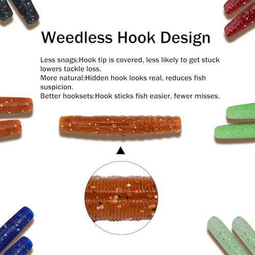 Soft Plastic Worms Lures with Salted Hook Slot 2.6in FS/RE-11 - size: 30pcs
