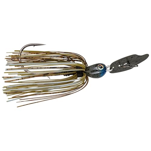 Strike King Thunder Cricket Fishing Lure, Vibrating Swim Jig, Silver Blade, 4/0 Jungle-Style Flipping Hook - color: Blue Craw, size: 1/2 oz