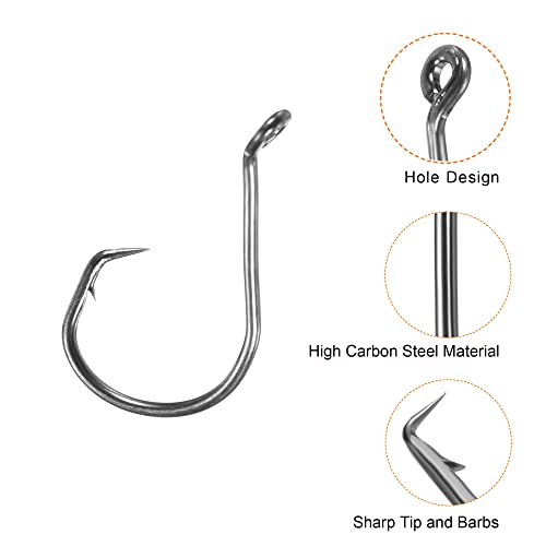 PATIKIL Fishing Circle Hooks, Carbon Steel Offset Hook with Barbs for Freshwater Saltwater - size: 23mm/0.91"