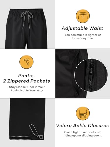 SaphiRose Men's Waterproof Rain Gear 2pcs/set Packable Rain Suit for Working Fishing - color: Black, size: Medium