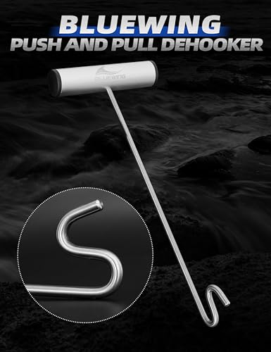 BLUEWING Fishing Hook Remover 12in/24in Stainless Steel Fish Dehooker Saltwater Push and Pull Dehooking Tool, Twist Resistance Design 1pc - color: Silver, size: 24", style: Dual Curve Design
