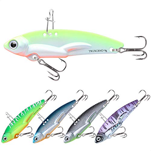 TRUSCEND Vibespinner Easy Catch Fishing Lures with BKK Hooks, Tail Spinner Baits with 4 Actions, Vibrating Swimming Flashing & Jigging for More Bites, Spoon Lures for Bass Trout Crappie Walleye Pike - color: C3-0.3oz-2.2"