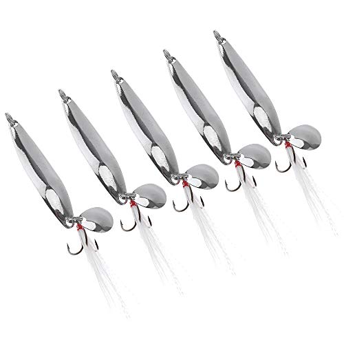 5pcs Spoons Lures Fishing Kit - Metal Spinner Baits With Treble Hooks for Salmon Bass