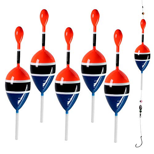THKFISH Fishing Floats Bobbers Slide Floats Balsa Fishing Bobber Slip Bobbers for Crappie Panfish Trout Bass (1/2oz 2"x5.28") (1/6 1.6"x4.8") 5Pcs - color: Blue and Red, size: 1/6 oz 1.6"x4.8" - 5Pcs