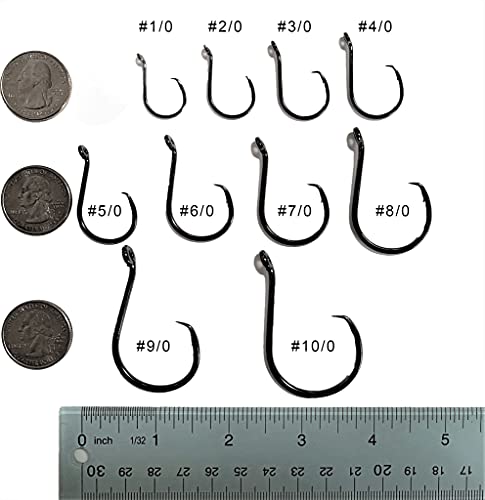 Angler's Grotto Heavy Octopus Short Shank Offset Circle Hook | 10/25/50 Count Per Pack | Freshwater Saltwater Fishing Hooks | 4X Strong High Carbon Steel | Size #1/0,#2/0,#3/0,#4/0,#5/0,#6/0,#7/0,#8/0,#9/0,#10/0 - size: Size #3/0, 10 Count