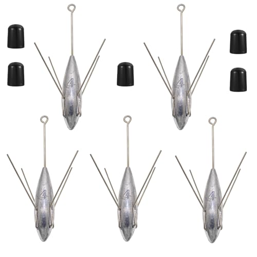 5 Pcs Sputnik Sinker Fishing Weights Lead Surfing Casting Spider Sinkers Long Tail Fishing Equipment for Catfish Saltwater Beach Sand Ocean - size: 4oz - 5pcs