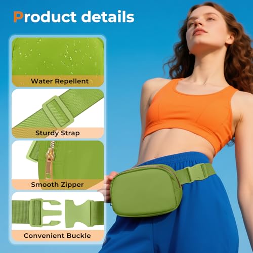 Belt Bag Zipper Fanny Pack Crossbody Bags for Women,Fashion Nylon Waist Packs, Water Repellent Two Way wear with Adjustable Strap Gifts for Teenage Girls Women Men(pistachio) - color: pistachio