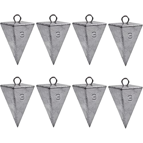 Pyramid Sinkers Fishing Weights Saltwater Pyramid Weights for Surf Fishing Gear Tackle 1oz 2oz 3oz 4oz 5oz 6oz 8oz - style: 3 Ounce, 8 Pack