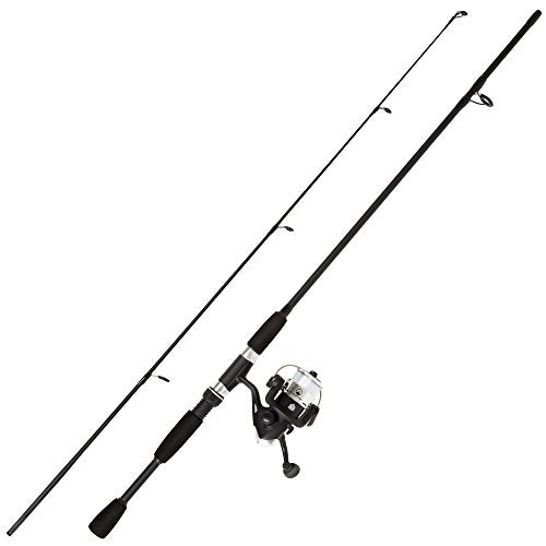Wakeman Fiberglass Fishing Rod and Reel Combo – 2-Piece 65-Inch Medium Action Spinning Rod Set for Lake Fishing - color: Black