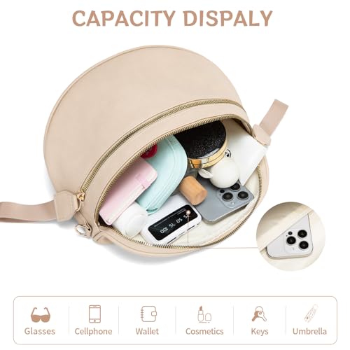 oscaurt Leather Crossbody Bag Bum Bag for Women Large Sling Bag Cross Body Purse Shoulder Handbag Fanny Pack - color: Apricot, size: Large
