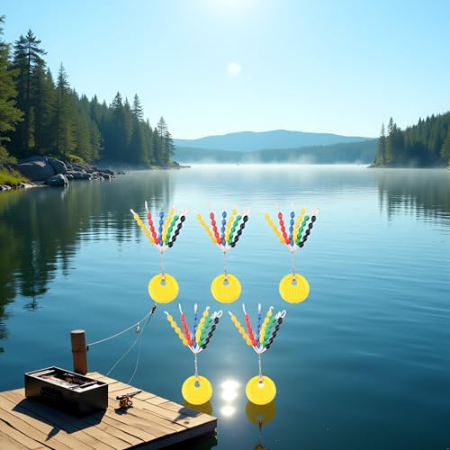 150Pcs/Set Yellow Rubber Fishing Bobber Stoppers,Colorful Fishing Tackle Space Beans Connectors Oval Float Stops Fishing Accessories Hunting and Fishing