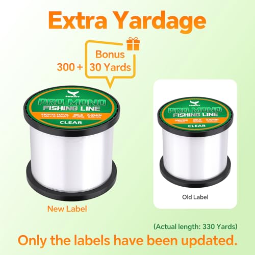 Monofilament Fishing Line with Knot Guide Card, Tangle-Free Snap Ring for No More Mess, Low Memory Smooth Casting Nylon Mono String, 15/20/30/50/80LB, 220-1050 Yards - color: Clear, size: 80LB 330Yards