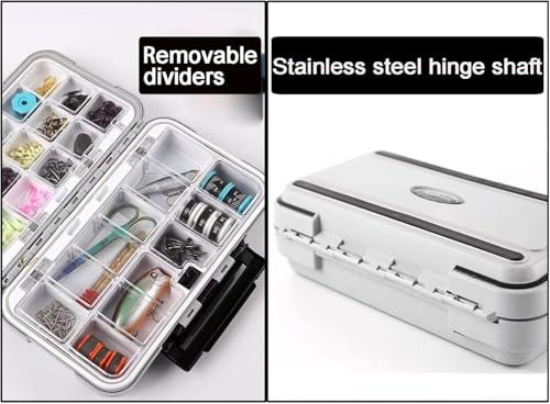 Aventik Waterproof Fishing Tackle Box Lures Hooks Bait Storage Case Trays Accessory Boxes Thicker Plastic Hooks Box(Grey)