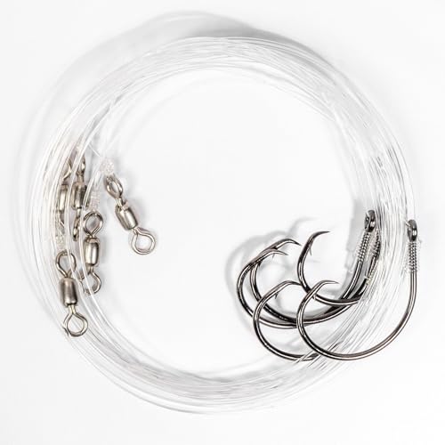 Mustad BlacktipH Live Bait Rig, Demon Wide Gap Circle Hook, Premium fluorocarbon Leader, Premium Rosco Swivel - size: Small