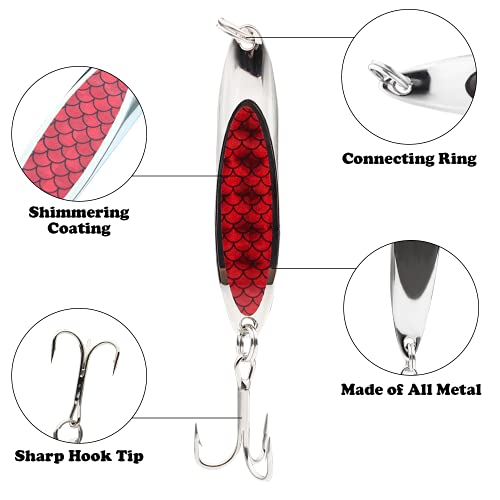 Fishing Lures,Fishing Spoons, Colorful Casting Fishing Spinner Hard Baits Tackle Single Hook for Trout Bass Salmon Freshwater Saltwater with Metal Hooks - color: 5pcs Multiple Colors