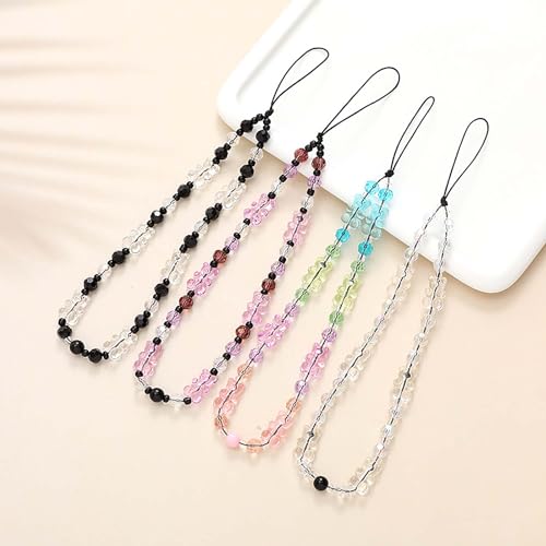 Beaded Phone Lanyard Wrist Strap Phone Charms Fixed Beads Pearl Chain - color: PC-xxA-4