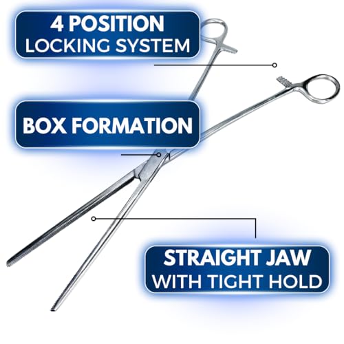 ADROIT 10.25" (26 cm) Stainless Steel Straight Hemostat Forceps | Precision Surgical Tool | Quick-Release Clamp | Robust Grip Teeth | Medical Use Quality - size: 10", style: Straight
