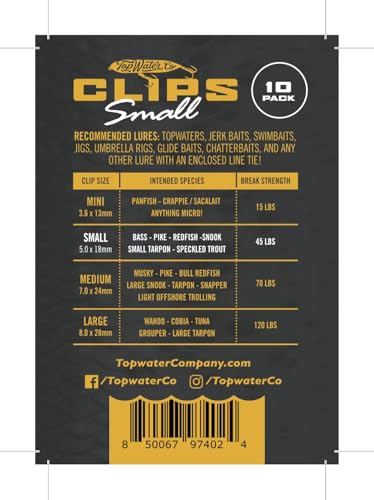 Top Water Co. Fishing Speed Clips - Durable Stainless Steel, Fast Lure Connector (Multiple Sizes) - size: Small 45lb