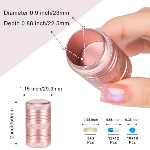 Small Pill Case Metal Pill Container - Waterproof Pill Box for Pocket Purse, Daily Travel Pill Holder 2 Times a Day, Portable Medicine Organizer for Vitamin, Fish Oils, Supplements Pink 1 Pack - color: Pink, size: Small-Short