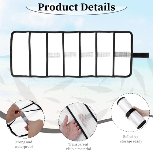 4 Pcs Roll Up Fishing Lure Wraps Set Durable Lure Bag 6 Pocket PVC Protective Cover Saltwater Hook Covers Fabric Lures Protector Trolling Lures Tackle Bag
