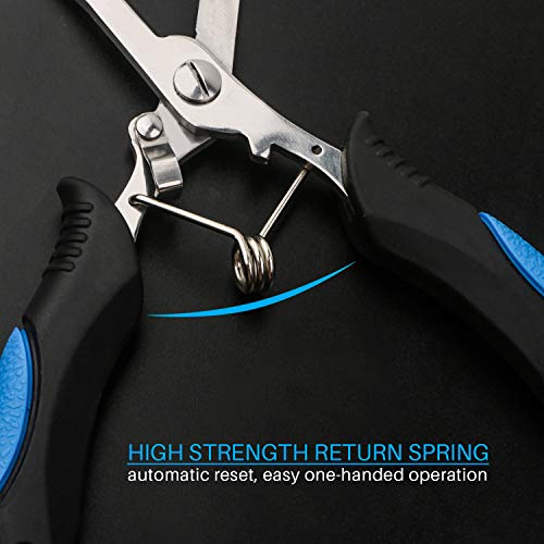 mouhike Fishing Pliers Long Nose Stainless Steel Fish Hook Remover Braid Cutters Split Ring Fish Pliers with Lanyard Fish Holder Ice Fly Fishing Gear Freshwater Saltwater Fishermen Gift