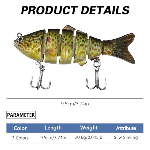 Fishing Lures for Freshwater and Saltwater，Lifelike Swimbait Lures for Bass Trout Pike，Amazing Fishing Gifts for Fishman - size: A3-3.8''0.045lb
