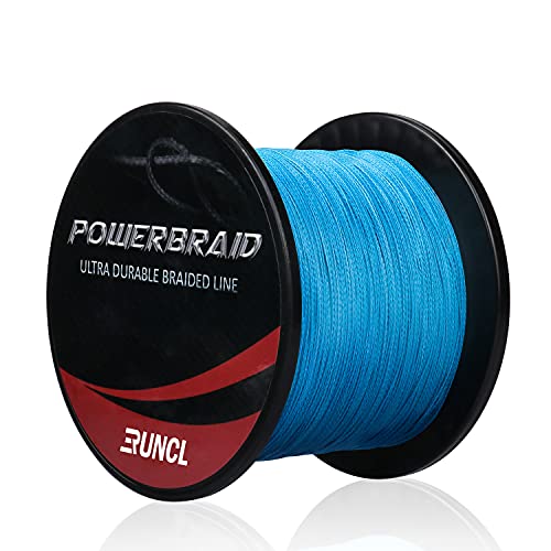 RUNCL PowerBraid Fishing Line 4/8/9 Strands, Braided Fishing Line 300/500/1000Yds - Seamless Weaving Tech, Enhanced Coating Tech, Zero Stretch, High Sensitivity, Smaller Diameter - Braid Line 15-115LB - color: Blue, size: 18LB-300yds(8 Strands)