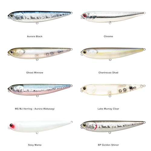 LUCKY CRAFT Sammy 115 Topwater Fishing Lures, 4.5" Midsized Surface Bait, Trout and Bass Lures, Walk-The-Dog Tournament Bait, Bass Fishing Gear - color: 723 Zebra MS Chartreuse Shad