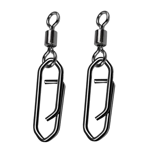 Atibin High Strength Fishing Clips Swivel Freshwater Saltwater Fishing Snaps Connector Rolling Barrel Swivels Fishing Clip Speed Change Black Nickel - size: Size 4+M (53lb) 50 pcs