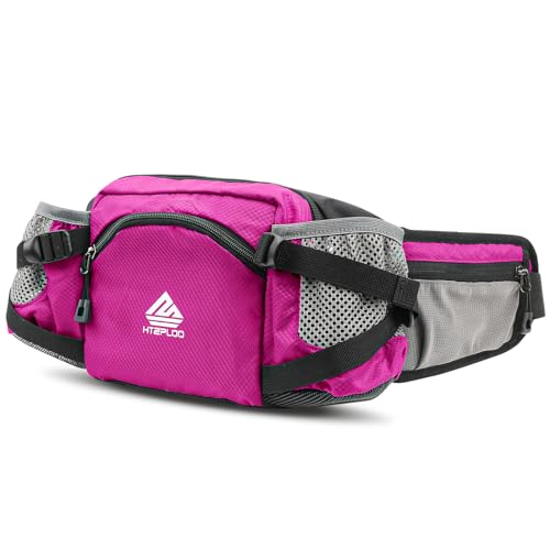 Fanny Pack Waist Bag with Water Bottle Holder for Men Women Running Hiking Travel Dog Walking Workout Cycling Outdoor (Pink) - color: Pink