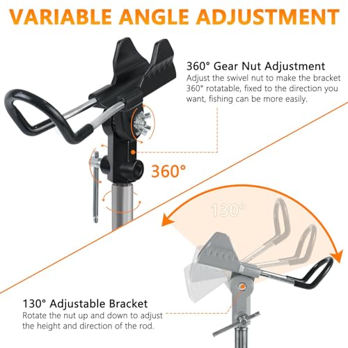 Stedan 2 Pack Fishing Rod Holders, Ground Fishing Rod Pole Brackets, 360 ° Adjustable & Detachable Easy to Carry Folding Fishing Equipment on Lakes, Rivers - color: Black