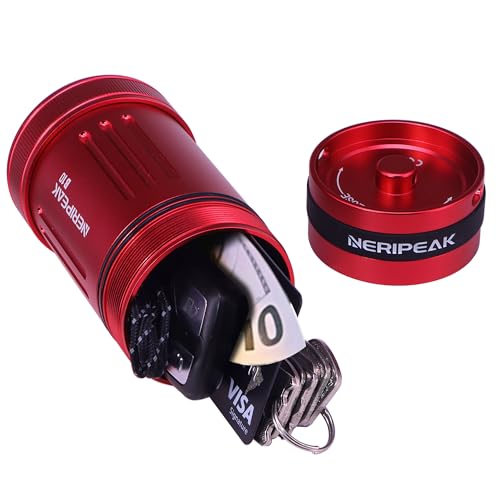 Waterproof Car Key FOB Container, Case, Aluminum Dry Box Holder for Scuba Diving and Watersports Credit Card, Pills, EDC, Kayak Raft Fish Camp Rated to 429ft - color: Red