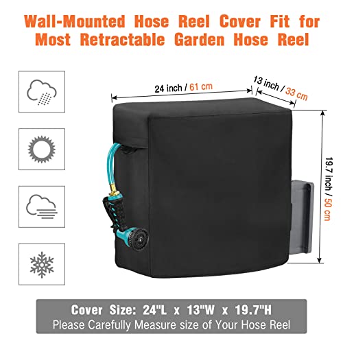 Garden Hose Reel Covers for Giraffe Tools AW40 1/2" x 130 ft Retractable Garden Hose Reel, Outerdoor Wall-Mounted Hose Reel Cover All Season Protection - 24"L x13"Wx 19.7"H - size: 24"L x13"Wx 19.7"H