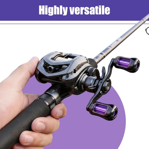 Fishing Reel Handle, Carbon Fiber Baitcasting Reel Handle Lightweight Double Arm Handles for Freshwater Saltwater - color: Light Purple