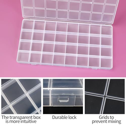 Eppingwin 32 Grids Bead Organizer, Craft Organizers and Storage, Acrylic Organizers, Plastic Bead Organizer Box for Crafts Organizing Storing (2 Pack) - color: 32grids(2 P)