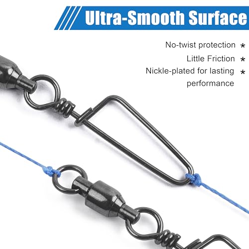 AGOOL Fishing Swivels Snaps Ball Bearing Swivels with Coastlock Snaps Stainless Steel Fishing Tackle Line Lure Leader Connector Quick Change Terminal Tackle for Lures, Leaders and Rigs - size: Size 7+7(250lb)