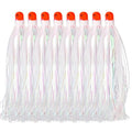 Mylar Skirt Trolling Lures 5.2in Fishing Mylar Skirts Trolling Teasers 3/8 oz Weighted Bullet Head Skirted Trolling Lures with Through-Hole for Mahi Tuna Wahoo Offshore Fishing - color: White_8pcs