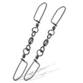 Dr.Fish 20 Pack Double Snap Swivels, High Strength Crane Barrel Swivels Coastlock Snaps Stainless Rust Resistant Saltwater Connector Trolling Planer Board Line Release Clips - size: #6*#1(Snap)-52LB