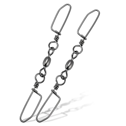 Dr.Fish 20 Pack Double Snap Swivels, High Strength Crane Barrel Swivels Coastlock Snaps Stainless Rust Resistant Saltwater Connector Trolling Planer Board Line Release Clips - size: #8*#0(Snap)-44LB