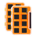 2PACK-Aventik Waterproof Slim Pocket Fly Hook Box Bait Storage Tackle Box (8 Magnetic Compartment-Orange, Small) - style: M:Orange-8C