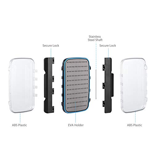 Gonex Fly Boxes for Fly Fishing Jig Boxes Two-Sided Waterproof Lightweight Fly Fishing Box Easy Grip Transparent Lid Fly Fishing Lures Box, 7.3"x 4.6"x 1.5", Grey - color: Grey, Black, Transparent, size: Size C (7.3"x 4.6"x 1.5")