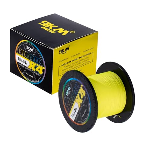 9KM DWLIFE Braided Fishing Line 8LB-120LB Dyneema Fishing Line, Zero Stretch & Anti-Bite Coating for Freshwater/Saltwater Fishing 4/8 Strands - color: Yellow, size: 150m（164Yards)-8lb(4 Strands)